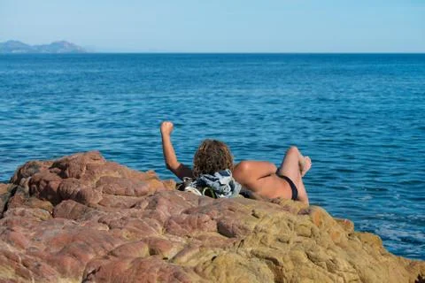 Sunbathing on a rock Stock Photos