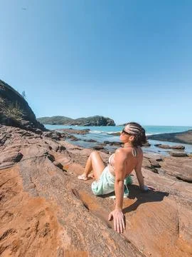 Sunbathing on the rocks Stock Photos