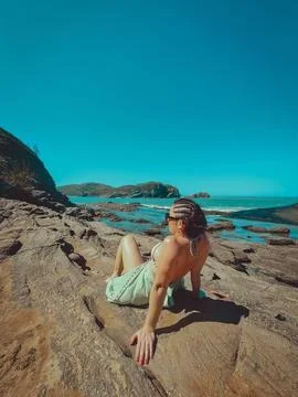 Sunbathing on the rocks Stock Photos