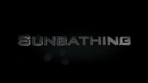 Sunbathing title 3D metal text on black alpha channel background Stock Footage 301267697
