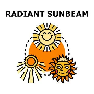 Sunbeam concept vector illustration with different sun icons Stock Illustration