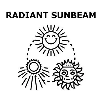 Sunbeam concept vector illustration with different sun icons Illustrazione stock