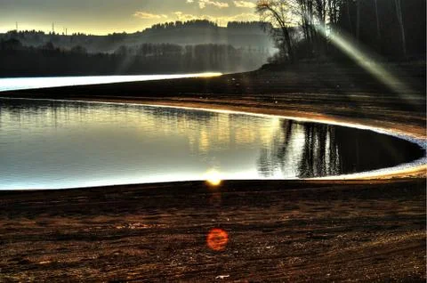 Sunbeam at the lake Stock Photos