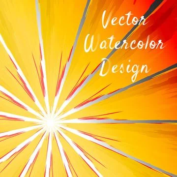 Sunbeam rays bright hand drawn watercolor backdrop. Vector illustration. S... Stock Photos