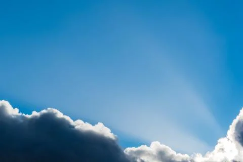 The sunbeam rises at the right edge of the cloud Stock Photos