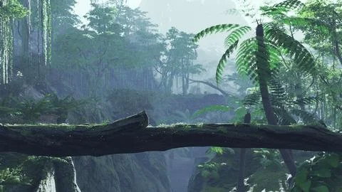 Sunbeam shine through the green forest 스톡 일러스트