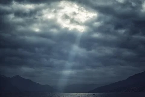 Sunbeam in the storm Stock Photos