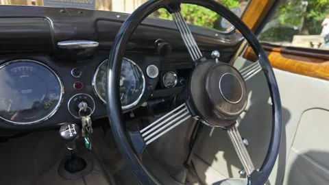 Sunbeam Talbot Dash Pan Left Slow Motion Stock Footage 323336983