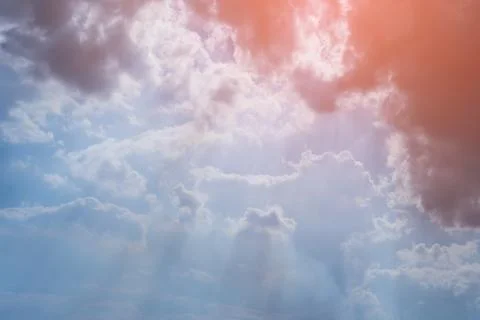 Sunbeam through the cloud of sunlight in blue sky, abstract heaven light back Photos