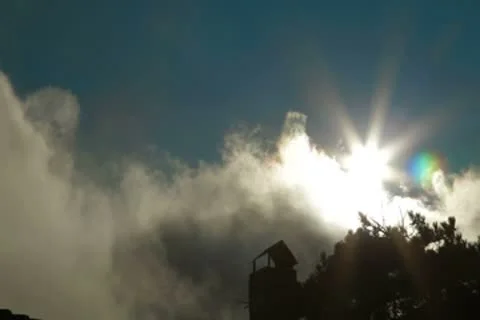 Sunbeam through the clouds Stock Footage