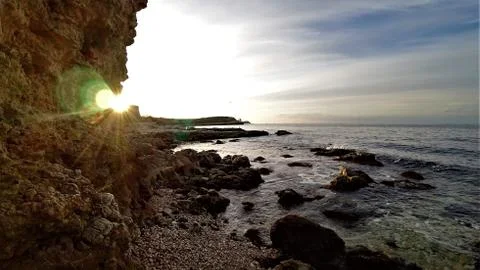 Sunbeam through the rock Stock Photos
