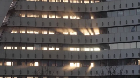 Sunbeams abandoned building Stock Footage 82442721