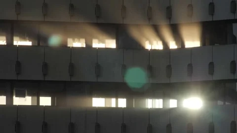 Sunbeams abandoned building Stock Footage 82442754