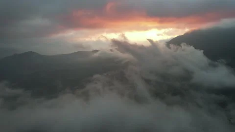 Sunbeams Breaking Through Clouds Above Terraces in Yuanyang, China Stock Footage 344038369