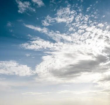 Sunbeams breaking through the clouds. Only sky image, no land. Stock Photos