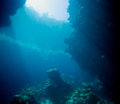 Sunbeams in a cave Stock Photos