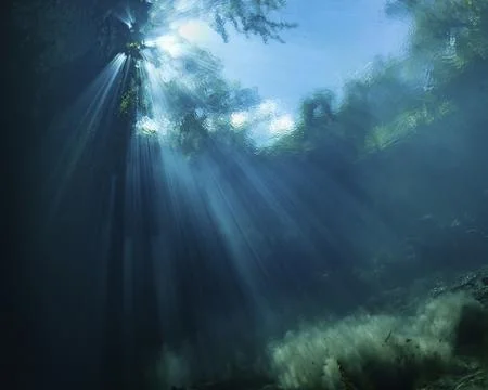 Sunbeams in the cavern Foto stock