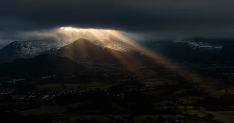 Sunbeams over the mountains Stock Footage 111949508