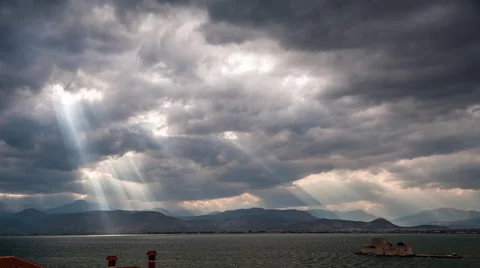 Sunbeams over the saronic gulf Stock Footage 52189073