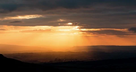 Sunbeams over the valley Stock Footage 122668837