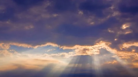 Sunbeams Through Moving Clouds Stock Footage 52600953