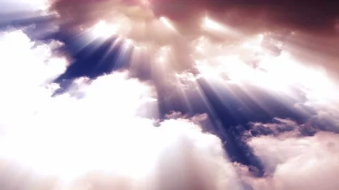 Sunbeams through pink time lapse clouds (loop) Stock Footage 246172159