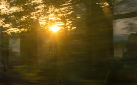 Sunbeams in the train compartment Foto stock