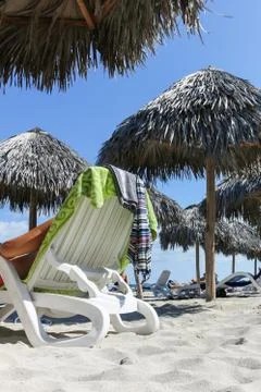 Sunbed on the beach, Cuba, Varadero Stock Photos