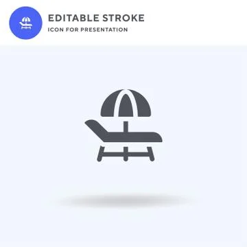Sunbed icon vector, filled flat sign, solid pictogram isolated on white, logo Illustrazione stock