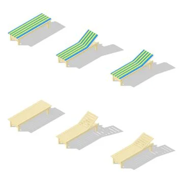 Sunbed isometric icons set Stock Illustration