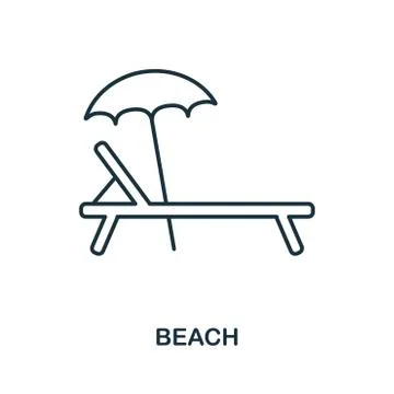 Sunbed outline icon. Simple element illustration. Sunbed icon sign design from Stock Illustration