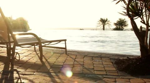  Sunbed at the pool Stock Footage 1068490