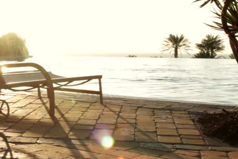Sunbed at the pool Stock Footage 1068521