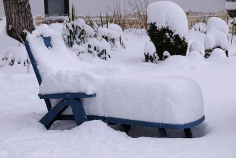Sunbed Under Snow Stock Photos