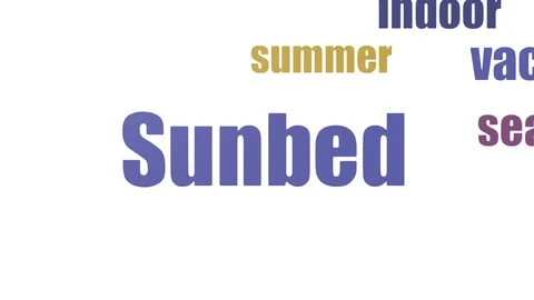 Sunbed Word Cloud Animated Isolated Stock Footage 107249743