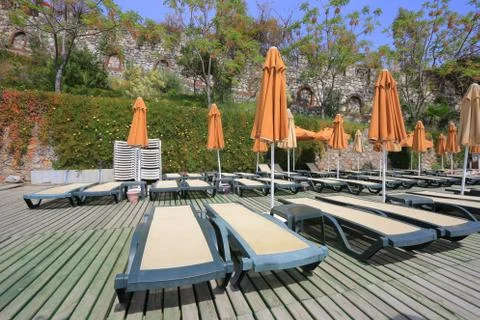 Sunbeds Foto stock