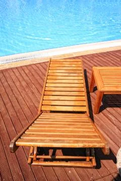 Sunbeds at the pool Stock Photos