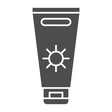 Sunblock cream solid icon, Summer concept, Sunscreen sign on white background Stock Illustration