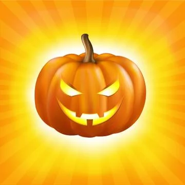 Sunburst background with pumpkin Illustrazione stock