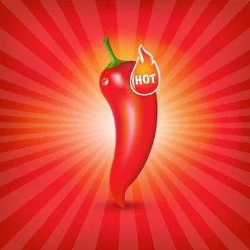 Sunburst background with red hot pepper Stock Illustration