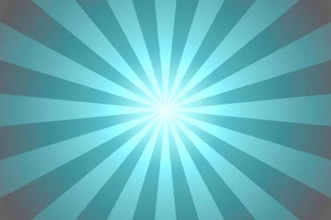 Sunburst cartoon background pattern with cyan light rays Stock Illustration