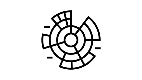 Sunburst chart line icon animation Stock Footage 224404018