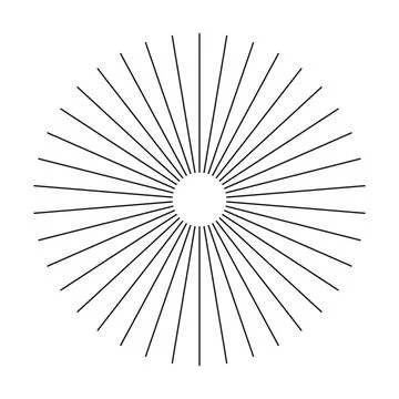 Sunburst element. Sun star rays. Radial stripes. Ray beam. Radial circle Stock Illustration