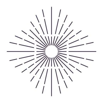 Sunburst firework explosion, bursting or light rays, linear drawing. Vector Stockillustratie