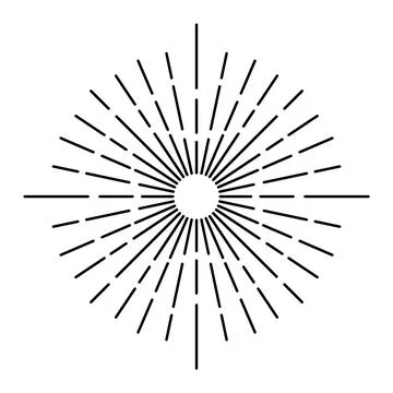 Sunburst firework explosion, bursting or light rays, linear drawing. Vector 스톡 일러스트