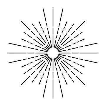 Sunburst firework explosion, bursting or light rays, linear drawing. Vector Stock Illustration