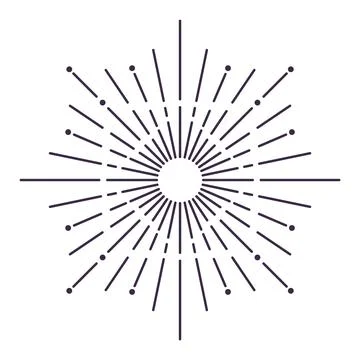 Sunburst firework explosion, bursting or light rays, linear drawing. Vector 스톡 일러스트