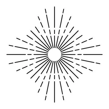Sunburst firework explosion, bursting or light rays, linear drawing. Vector イラスト素材