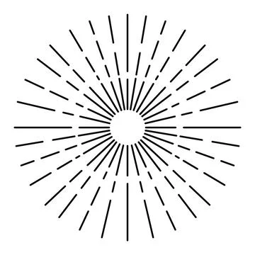 Sunburst firework explosion, bursting or light rays, linear drawing. Vector Stockillustratie
