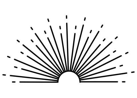 Sunburst firework explosion, bursting or light rays, linear drawing. Vector 스톡 일러스트